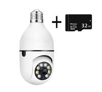 Inda-Caméra d'ampoule avec n'aime numérique 4X,AI,Poignées de mouvement humain,Documents complets,Vision nocturne,5G,Double bande,8MP,Vision nocturne complète,Surve - Type camera and 32GB card