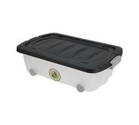 INDA-Exclusiv Boîte de rangement empilable en plastique transparent avec couvercle noir 30 l 60 x 38 x 17 cm