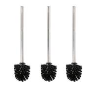 INDA-Exclusiv Lot de 3 brosses de nettoyage pour toilettes 3/6 - Tête de nettoyage amovible - Aspect acier inoxydable - 35 x Ø 8 cm