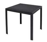 INDA-Exclusiv Table de jardin en aluminium résistant aux intempéries Anthracite/noir Table de jardin en bois WPC résistant aux intempéries Dimensions tables : 90 cm x 90 cm
