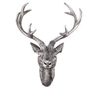 INDA-Exclusiv Top Décoration murale en forme de bois de cerf Tête de cerf 10 tailles fines, couleurs : argent, bois : 61 cm