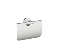 INDA Porte-Rouleau pour Papier Toilette basculant avec Couvercle (6 x 16 x 15 cm) | Série Gealuna, en Laiton, Facile à Installer, avec vis et Chevilles, Anti-Corrosion, Design élégant - chromé