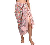 INDACORIFY 100% Coton Main Bloc imprimé Sarong Femmes Maillot de Bain Cache-cœur, Plage Bikini Jupe paréo écharpe étole châle pour Femmes (Design-13)