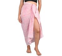 INDACORIFY 100% Coton Main Bloc imprimé Sarong Femmes Maillot de Bain Cache-cœur, Plage Bikini Jupe paréo écharpe étole châle pour Femmes (Design-11)