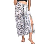 INDACORIFY 100% Coton Main Bloc imprimé Sarong Femmes Maillot de Bain Cache-cœur, Plage Bikini Jupe paréo écharpe étole châle pour Femmes (Design-15)