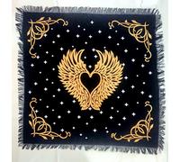INDACORIFY Ailes d'ange - Nappe d'autel avec franges - Alter Tarot - Sorcière - Tissu sacré méditationnel - 45,7 x 45,7 cm (ailes d'ange dorées)