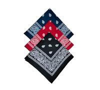 INDACORIFY Bandana en coton de style bohème, écharpe en coton doux, masque facial, écharpe carrée, couvre-chef, bandanas à motif cachemire (ENSEMBLE DE 3)
