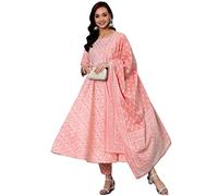 INDACORIFY Beautiful Cotton Kurti Pant Suit for Girls & Women Festive Party Office Wear Salwar Kameez Dress (X-Large(42), Pink)