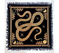 INDACORIFY Nappe d'autel serpent doré avec franges - Alter celtique - Tarot, sorcellerie, tissu sacré spirituel - 45,7 x 45,7 cm (serpent doré)