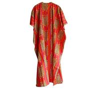 INDACORIFY Robe Kaftan en Coton imprimé Bloc, Couture pour Femmes imprimées Florales, Costume Long Kaftan Indien Fait à la Main, Belle Robe de Plage