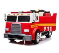 Indalchess CAMION ÉLECTRIQUE Pompier 12V pour ENFANTS, 2 POSTS, Rouge, RC Parental