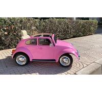 INDALCHESS Coccinelle Beetle Retro 12 V, rose et rose, siège en cuir, RC, 1 place, de 1 à 5 ans