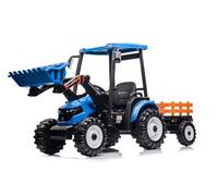 Indalchess Tracteur à batterie 24 V pour enfant, avec remorque Hercules Bleu 24 V, télécommande RC, 1 à 7 ans