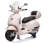 INDALCHESS Vespa 12VGTS électrique pour enfant, blanc, pare-brise et mallette, scooter 12 V, 2 à 5 ans