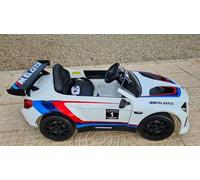 INDALCHESS Voiture M6 GT3 12 V, RC Parental, Blanc, Roues en caoutchouc, Siège Similicuir, Full Option