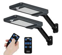 INDARUN 60 LED Lampes Solaires Extérieur Etanche IP65, Applique Murale Led Telecommande, Lampe de Sécurité Solaire Sans Fil pour Jardin, Garage, Cour, Escalier, Patio, 2 Packs