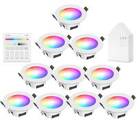 INDARUN 9W Wifi Spot Led Encastrable RGBWC Plafonnier Lampe, Bluetooth éclairage plafond encastré pour exposition, salon, cuisine, ktv, bars (10 Pieces)