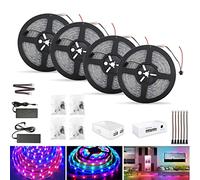 INDARUN Bande LED Smart WiFi 5M Couleur Dynamique, Bande LED 150 LED 5050 RVB Étanche, Kit Bande LED avec Alimentation, Fonctionne avec Alexa/Google Home, pour Décorations Maison (4 x 5m)