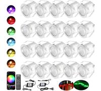 INDARUN Lampe au Sol Spot Encastrable Wifi - Lumière RGB DC12V étanche IP67 Ø30mm-éclairage pour terrasse, patio, chemin, mur, jardin, décoration, intérieur et extérieur, 20 pièces