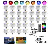 INDARUN WiFi Lampe au Sol Spot Encastrable-Lumière RGBW étanche IP67 Ø31mm - éclairage pour terrasse, patio, chemin, mur, jardin, décoration, intérieur et extérieur, 30 pièces