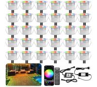 INDARUN WiFi Lampe au Sol Spot Encastrable RGB étanche IP67 Ø31mm - éclairage pour terrasse, patio, chemin, mur, jardin, décoration, intérieur et extérieur (30 pièces)