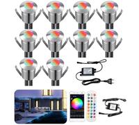 INDARUN WiFi Lampe au Sol Spot Encastrable RGB Extérieure étanche IP67 Ø22mm - éclairage pour terrasse, patio, chemin, mur, jardin, décoration(10 pièces)