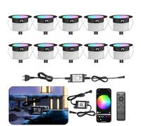 INDARUN WiFi Lampe au Sol Spot Encastrable RGBW étanche IP67 Ø45mm - éclairage pour terrasse, patio, chemin, mur, jardin, décoration, intérieur et extérieur (10 pièces)