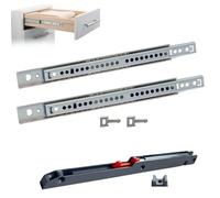 INDAUX Glissières à billes H17 mm, capacité de charge 15 kg, montage latéral, métal, tiroir coulissant (370-410 mm)