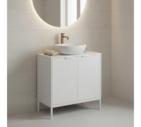 INDE MOBLEKIT | Meuble sous-évier 60×30×60 cm, Meuble en Bois et métal avec Double Porte et Finition Mate, unité de Rangement pour Salle de Bain avec Espace pour Les Articles d'hygiène