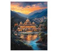 Inde Peinture Numero Adulte Architecture Kit Peinture par Numero Adulte 50 x 70CM, Activité Manuelle Enfant Canvas Painting, Paint by Numbers avec Acrylic Paint et pinceaux, Decoration Maison LSJ-3434