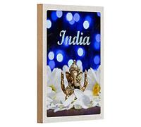 Inde Plaque en bois | Décoration | Atmosphère spirituelle | 12 cm x 18 cm