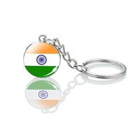 Inde Verre Boule Drapeau Pendentif Porte-Clés - Asie Inde Carte Double Face Cabochon En Verre Pendentif Porte-Clés Clé Pour Hommes Femmes Cadeau D'Anniversaire,Sac À Dos Bijoux Accessoires,Comme L