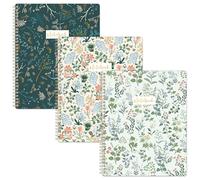Indeme Lot de 3 carnets A4 lignés à spirale | Facile à déchirer, journal ligné pour université, 29,6 x 23 cm, fleur