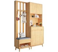 Indépendant Armoire à chaussures en bois nordique moderne Simple multi-fonctionnel porte-chaussures porte-manteau entrée de la maison armoire d'entrée salon armoire de rangement Organisateur