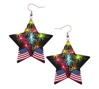 Independence Day Boucles d'oreilles tendance pour femme Motif drapeau américain, One Size, Cuir