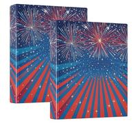 Independence Day Firework Lot de 1/2 classeurs assortis 3 anneaux avec poches 200 feuilles