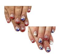 Independence Day French Tip Faux ongles carrés courts à coller sur faux ongles artificiels pour décoration de jour de l'indépendance