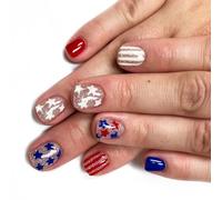 Independence Day Lot de 10 faux ongles carrés à coller sur faux ongles pour décoration jour de l'indépendance Presse française