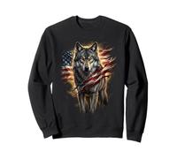 Independence Day Majestic Wolf with American Flag Sweatshirt