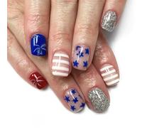 Independence Day Press On Nails Tips Français Faux Nails 4 Juillet Patriotique Faux Complets Complets Acryliques Artificiels Ongles