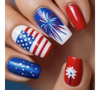 Independence Day Press sur ongles faux ongles français 4 juillet faux ongles patriotiques couvrent complètement les ongles acryliques