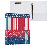 Independence Day Statue de la Liberté 3,8 cm Classeur à trois anneaux avec couverture de poche 1/2 paquet de fournitures de bureau à couverture rigide