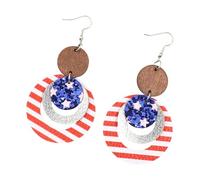 Independence Day Theme Boucles d'oreilles uniques Boucles d'oreilles pendantes avec texture en cuir d'étoile Convient pour festival Kee Stylé