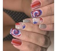 Independence Day Trame Nails Tips 24pcs Appuyez Sur Des Clous Avec Un D'étoile Stick Pour Célébrer Dans Styles ABS Nail