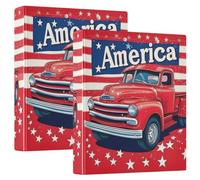 Independence Day Truck Classeur de 3,5 cm avec 3 anneaux avec poches intérieures, lot de 1/2 fournitures de bureau, 200 feuilles