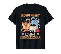 Independent Loving Curious Souls Cat Lover Feline Meow Pet Meow T-Shirt