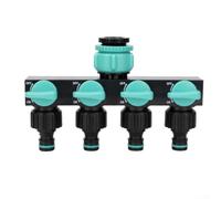 Independent Switch Distributeur de tuyau d'arrosage à quatre voies Compatible avec robinets de 1/2", 3/4", 1" Plastique jaune (Bleu)