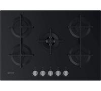 INDESIT ING 72T/BK1 Cuisinière À Gaz 5 Brûleurs En Verre Noir 73 CM