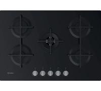 INDESIT ING 72T/BK1 Cuisinière À Gaz 5 Brûleurs Verre 73 CM Noir