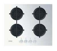 Indesit ING61T/WH Table de Cuisson 60 CM 4 Brûleurs Gaz en Verre Blanc